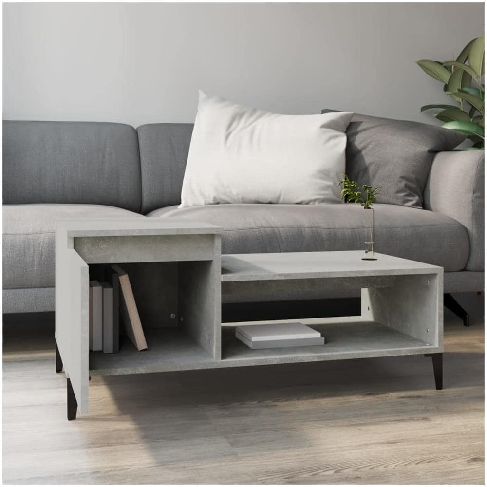 Tavolino Salotto Grigio Cemento 100x50x45 Cm Legno Multistrato - Foto 3