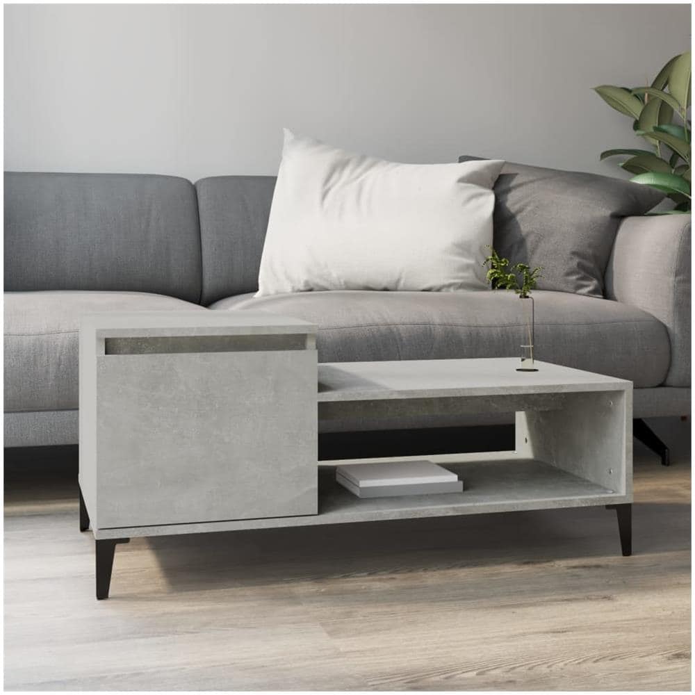 Tavolino Salotto Grigio Cemento 100x50x45 Cm Legno Multistrato - Foto 1