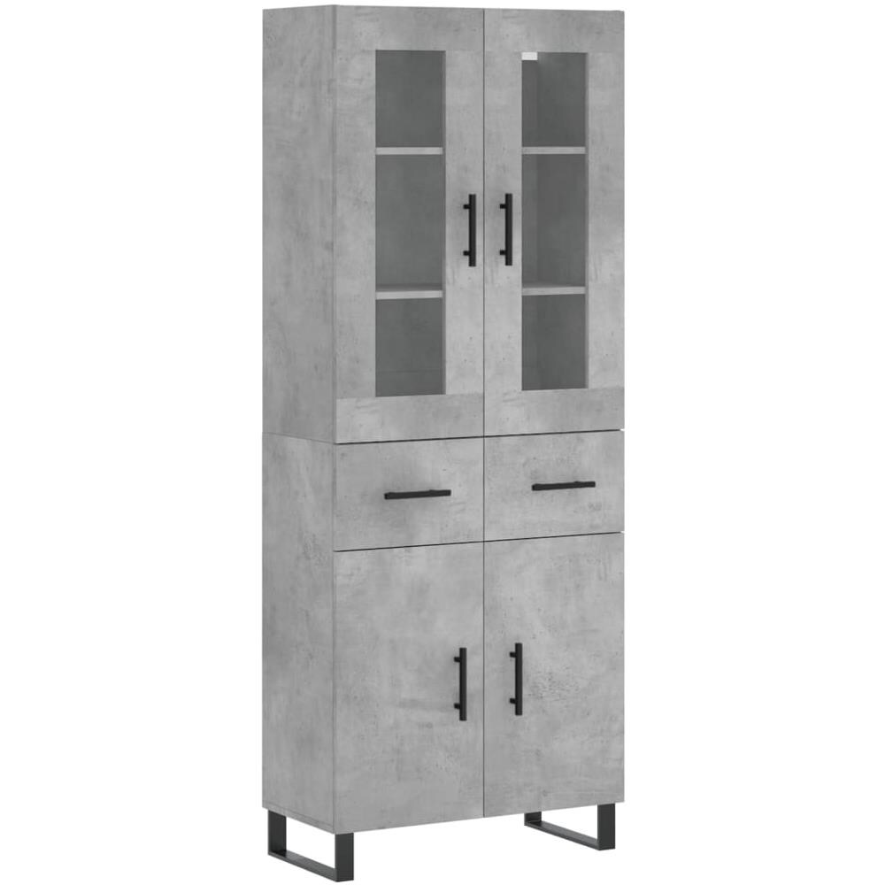 Credenza Grigio Cemento 69,5x34x180 Cm In Legno Multistrato - Foto 2
