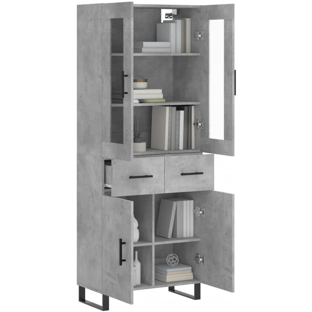 Credenza Grigio Cemento 69,5x34x180 Cm In Legno Multistrato - Foto 3