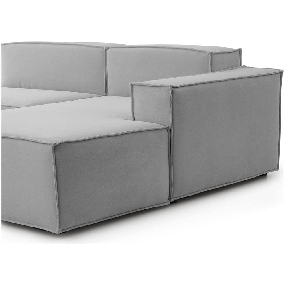 Divano Fisso Raffaella, Divano Componibile A 4 Posti Con Penisola Destra, 100% Made In Italy, Sofà Moderno In Tessuto, Cm 340x170h70, Grigio - Foto 4