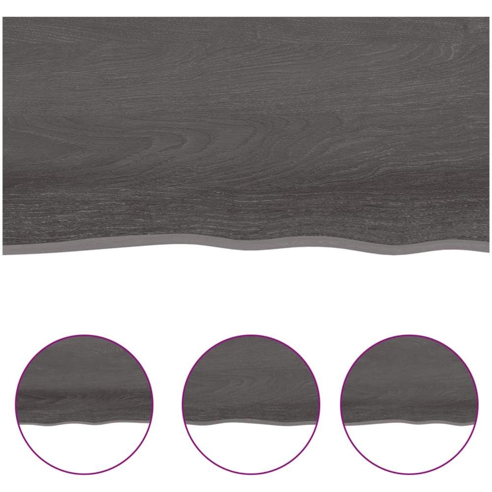 Ripiano Muro Marrone Scuro 60x10x2 cm Massello Rovere Trattato - Foto 3