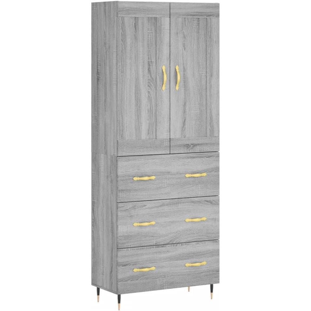 Credenza Grigio Sonoma 69,5x34x180 Cm In Legno Multistrato - Foto 2