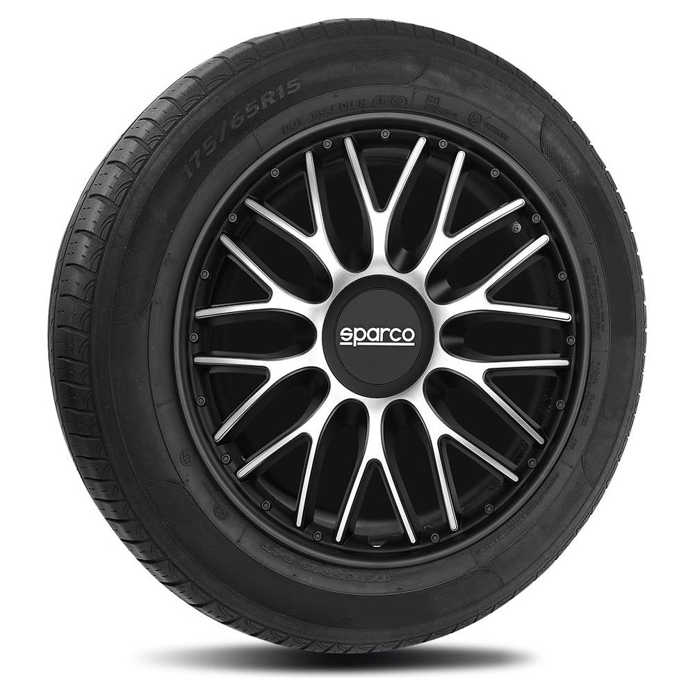 Set 4 Copricerchi 14"" Pollici Copriruota Auto Roma Spc1496svbk Argento Nero - Foto 2