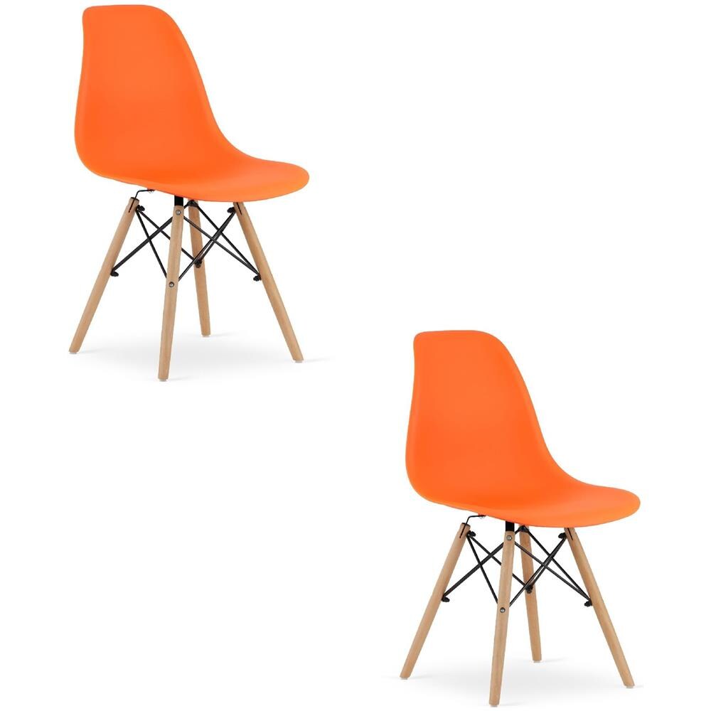 Sedia ergonomica OSAKA arancione con gambe naturali per soggiorno x2 - Foto 1
