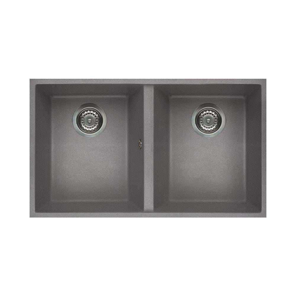 Lavello Quadra 350 Sottotop 76X43,5 cm 2 Vasche Colore Grigio Cemento 48 - Foto 1