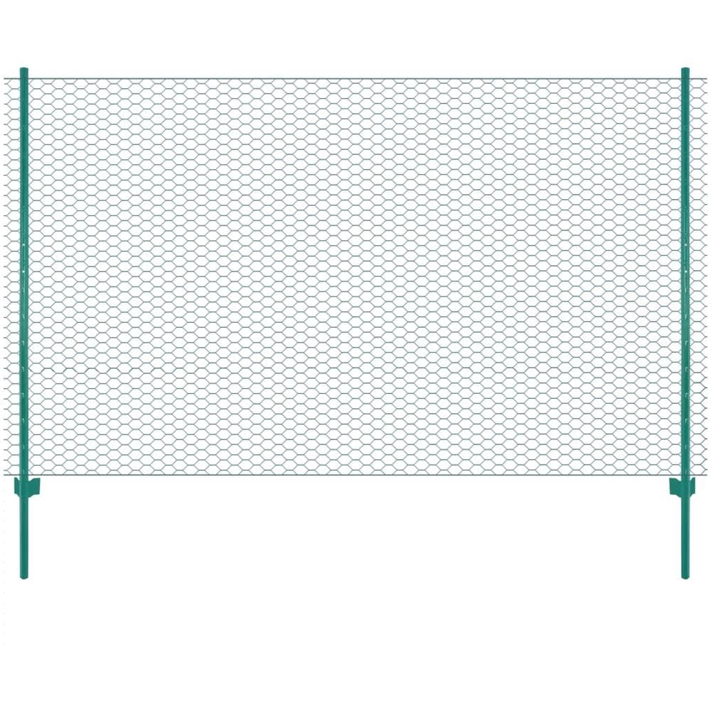 Rete Per Recinzione Con Pali In Acciaio 25x1,5 M Verde - Foto 1