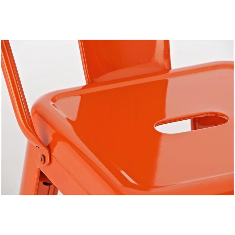 Set 2 Sgabelli Con Schienale Aiden In Metallo - Coppia Sedie Sgabelli Cucina Industriali Verniciati A Polvere Con Poggiapiedi - H77CM Arancione - Foto 2