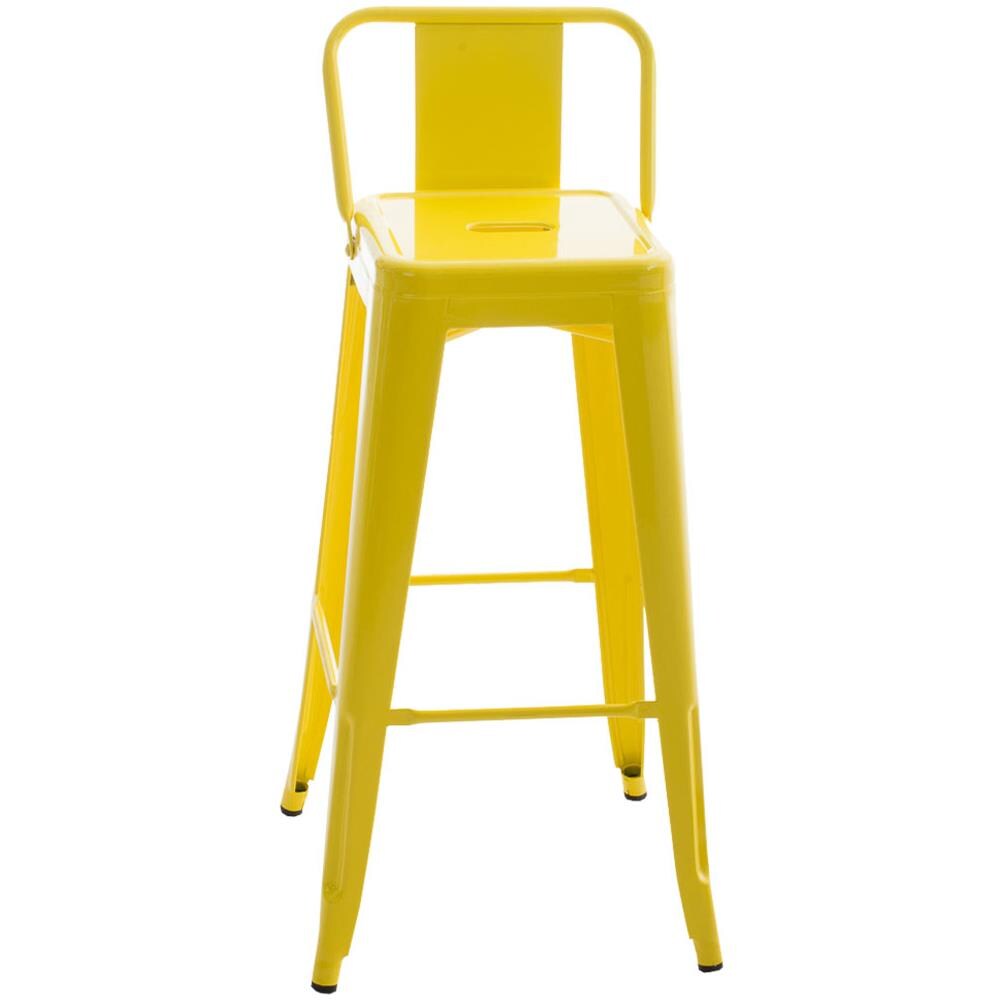 Sgabello Bar in Metallo Mason I Sgabello Alto Bancone Telaio 4 Gambe I Sgabello Industrial, H77CM I Sgabello Pub O Cucina con Schienale Giallo - Foto 1