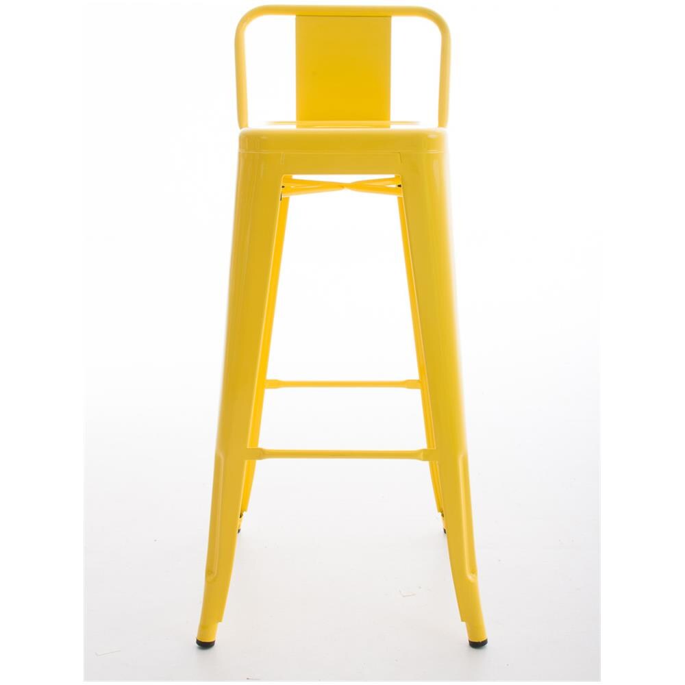 Sgabello Bar in Metallo Mason I Sgabello Alto Bancone Telaio 4 Gambe I Sgabello Industrial, H77CM I Sgabello Pub O Cucina con Schienale Giallo - Foto 2