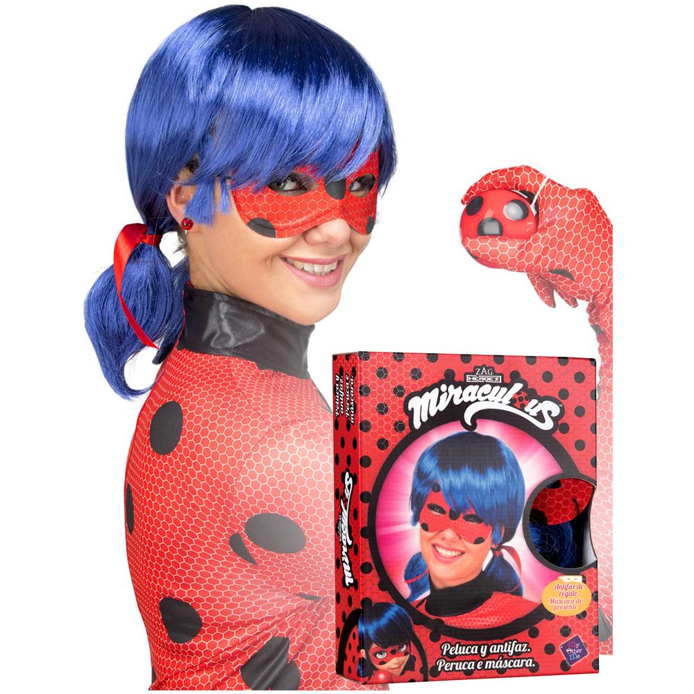 Cofanetto Parrucca E Maschera Ladybug Adulto - Foto 1