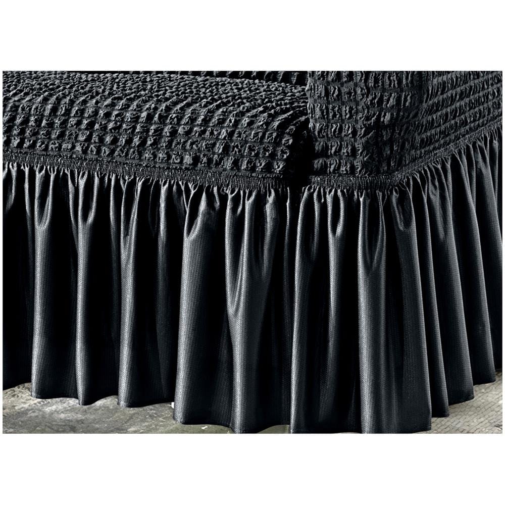 Copridivano Elasticizzato Arricciato Con Volants Tinta Unita Luxory Grigio Scuro 2 Posti Grigio Sc - Foto 2