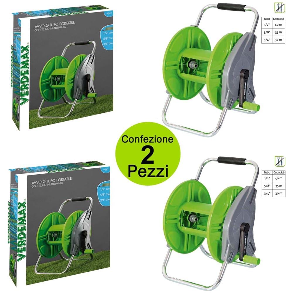 Multipack Da 2 Pz Avvolgitubo Manuale Portatile Con Telaio In Alluminio - Foto 1
