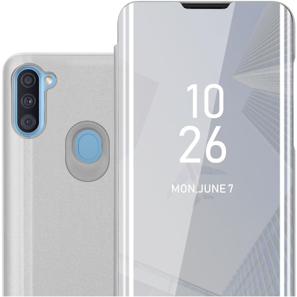 Custodia Compatibile Con Samsung Galaxy A11 Eu / M11 In Agata Argento - Clear View Specchio Coperchio Protettivo Con Funzione Di Supporto Protezione A 360 Gradi - Foto 1