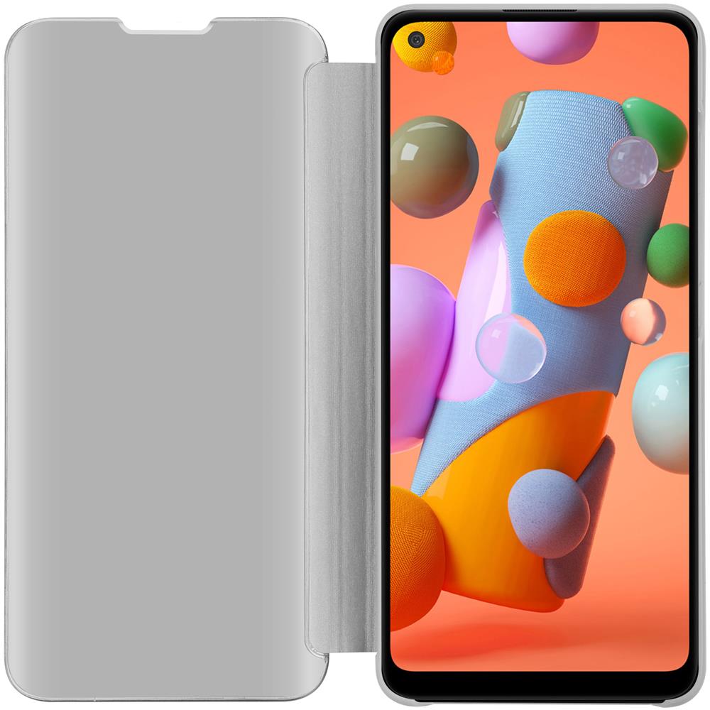 Custodia Compatibile Con Samsung Galaxy A11 Eu / M11 In Agata Argento - Clear View Specchio Coperchio Protettivo Con Funzione Di Supporto Protezione A 360 Gradi - Foto 2