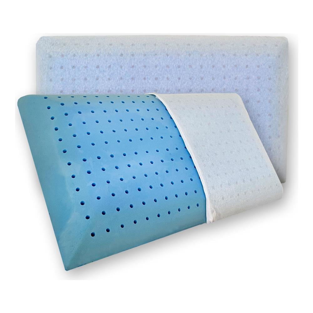 Coppia Di Cuscini In Memory Forato Polar Gel Colore Blu Fresco E Traspirante Modello Saponetta Con Fodera In Cotone Jersey - Foto 1