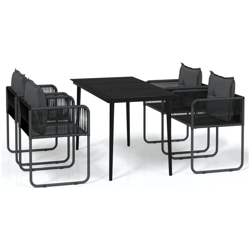 Set Mobili Da Pranzo Per Giardino 5 Pz Nero - Foto 2