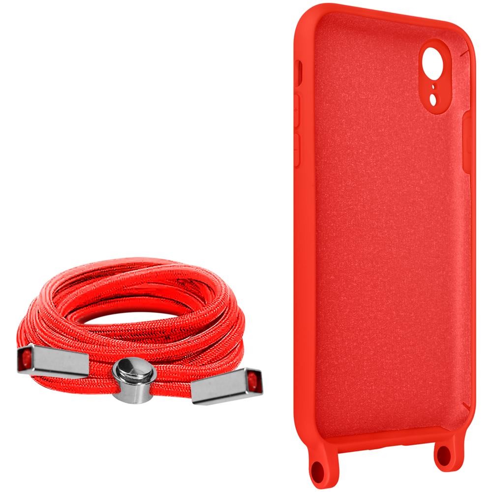 Cover Semirigida Per Iphone Xr Cordino Nylon Intrecciato 80 Cm Rossa - Foto 2