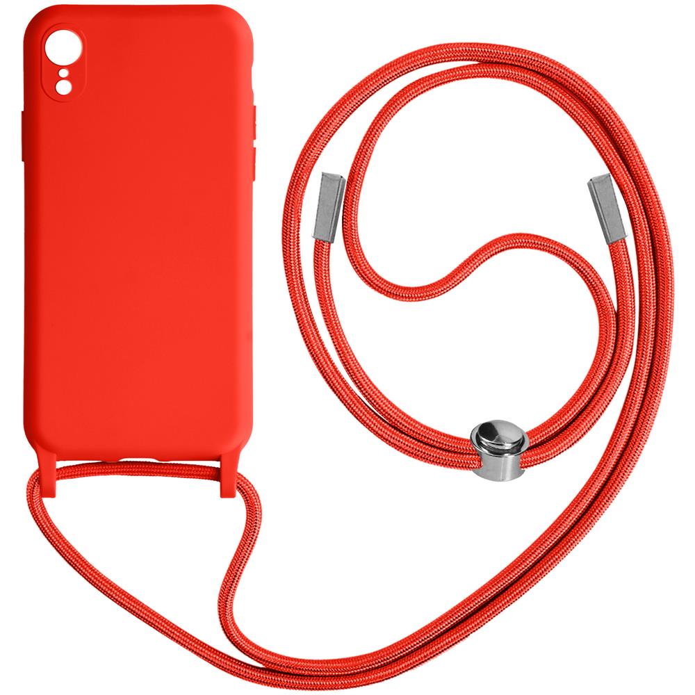 Cover Semirigida Per Iphone Xr Cordino Nylon Intrecciato 80 Cm Rossa - Foto 1