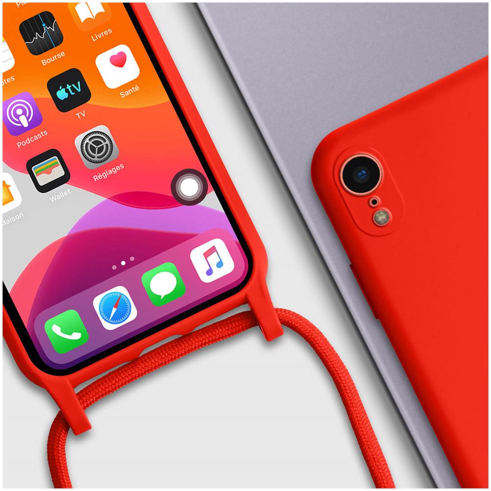 Cover Semirigida Per Iphone Xr Cordino Nylon Intrecciato 80 Cm Rossa - Foto 5
