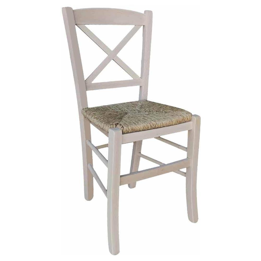 Sedia In Legno Croce Con Seduta In Paglia Grezza Da Verniciare - Foto 1