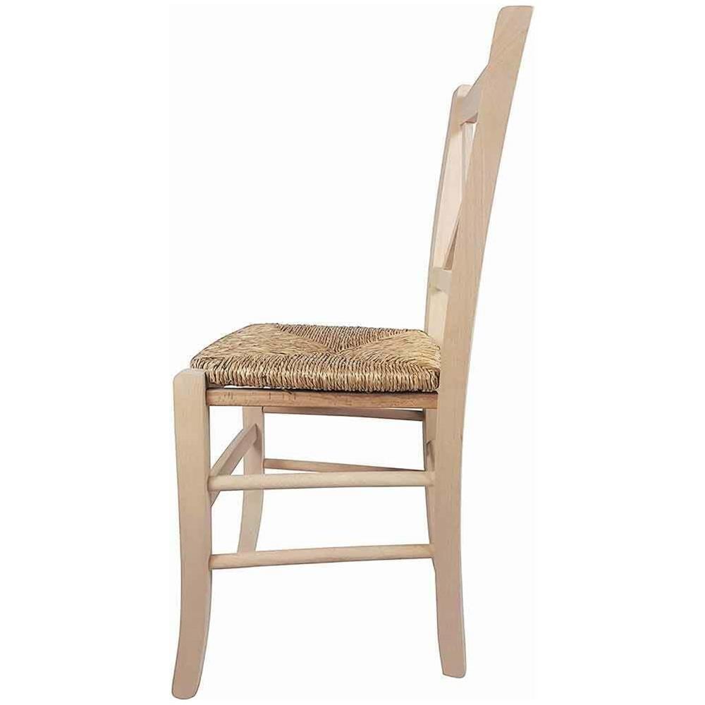 Sedia In Legno Croce Con Seduta In Paglia Grezza Da Verniciare - Foto 2