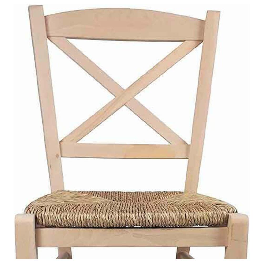 Sedia In Legno Croce Con Seduta In Paglia Grezza Da Verniciare - Foto 5