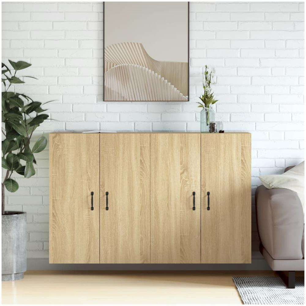 Armadietti A Parete 2 Pz Rovere Sonoma In Legno Multistrato - Foto 1