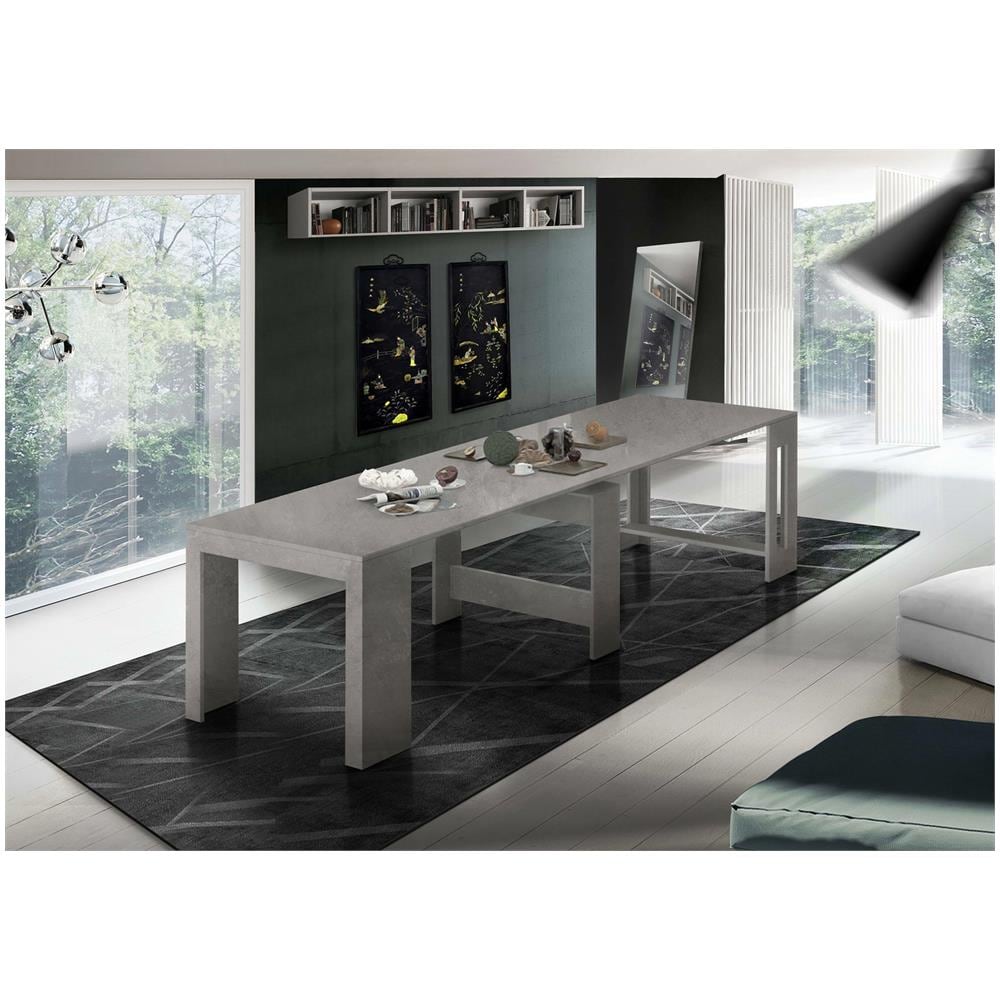 Tavolo Allungabile Martino, Consolle Allungabile Fino A 12 Posti, Tavolo Con Portallunghe, 100% Made In Italy, Cm 51/300x90h77, Ardesia - Foto 1