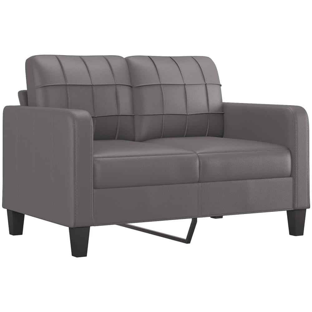 Set Di Divani 2 Pz Con Cuscini Grigio In Similpelle - Foto 3