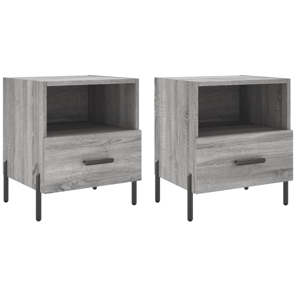 Comodini 2 Pz Grigio Sonoma 40x35x47,5 Cm In Legno Multistrato - Foto 2