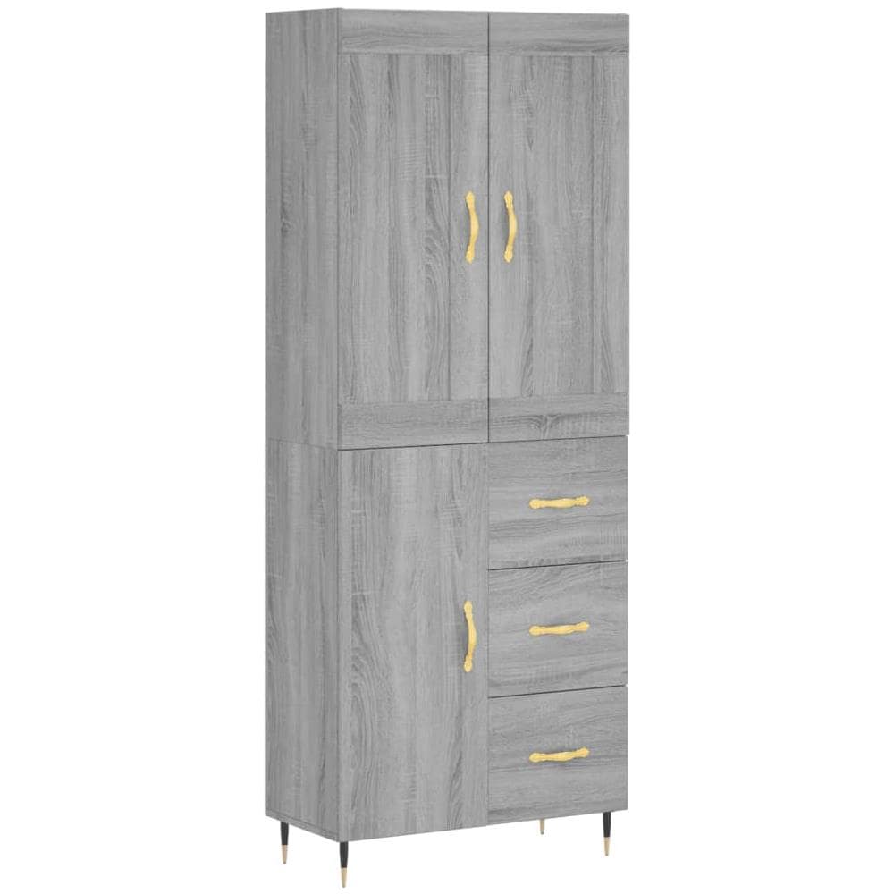 Credenza Grigio Sonoma 69,5x34x180 Cm In Legno Multistrato - Foto 2