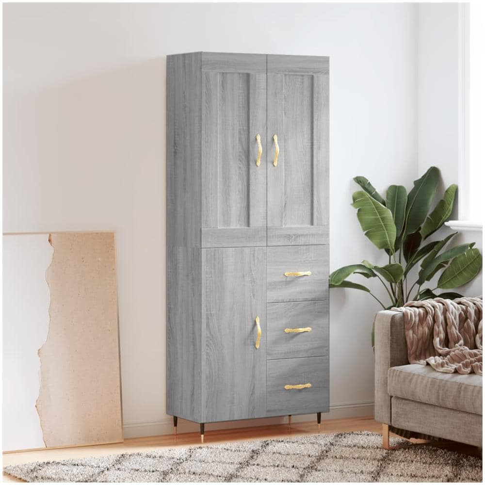 Credenza Grigio Sonoma 69,5x34x180 Cm In Legno Multistrato - Foto 1
