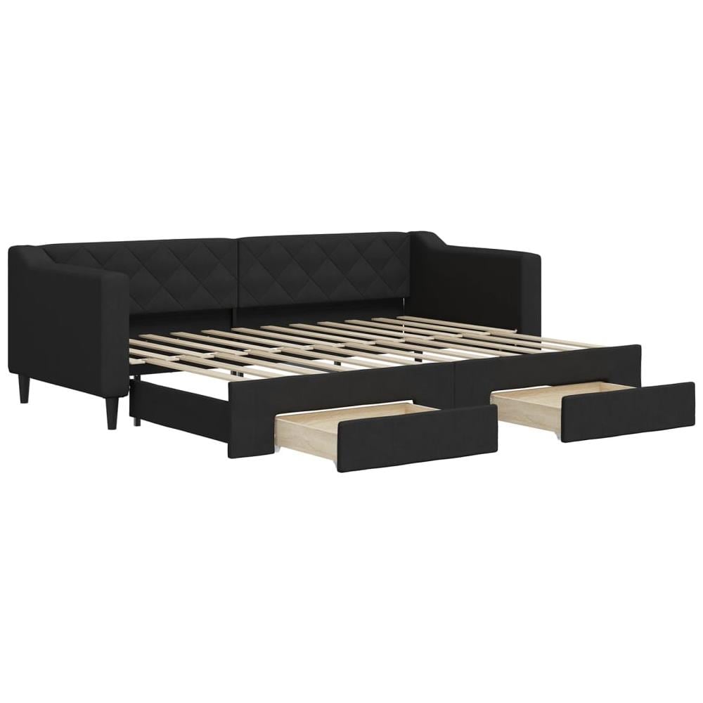 Divano Letto Estraibile con Cassetti Nero 80x200 cm in Tessuto - Foto 1