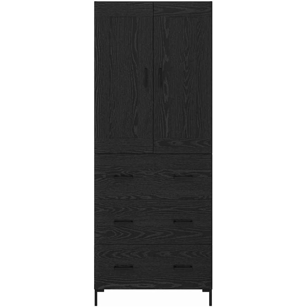 Credenza con cassetto 2 pcs Rovere Nero Legno multistrato - Foto 8