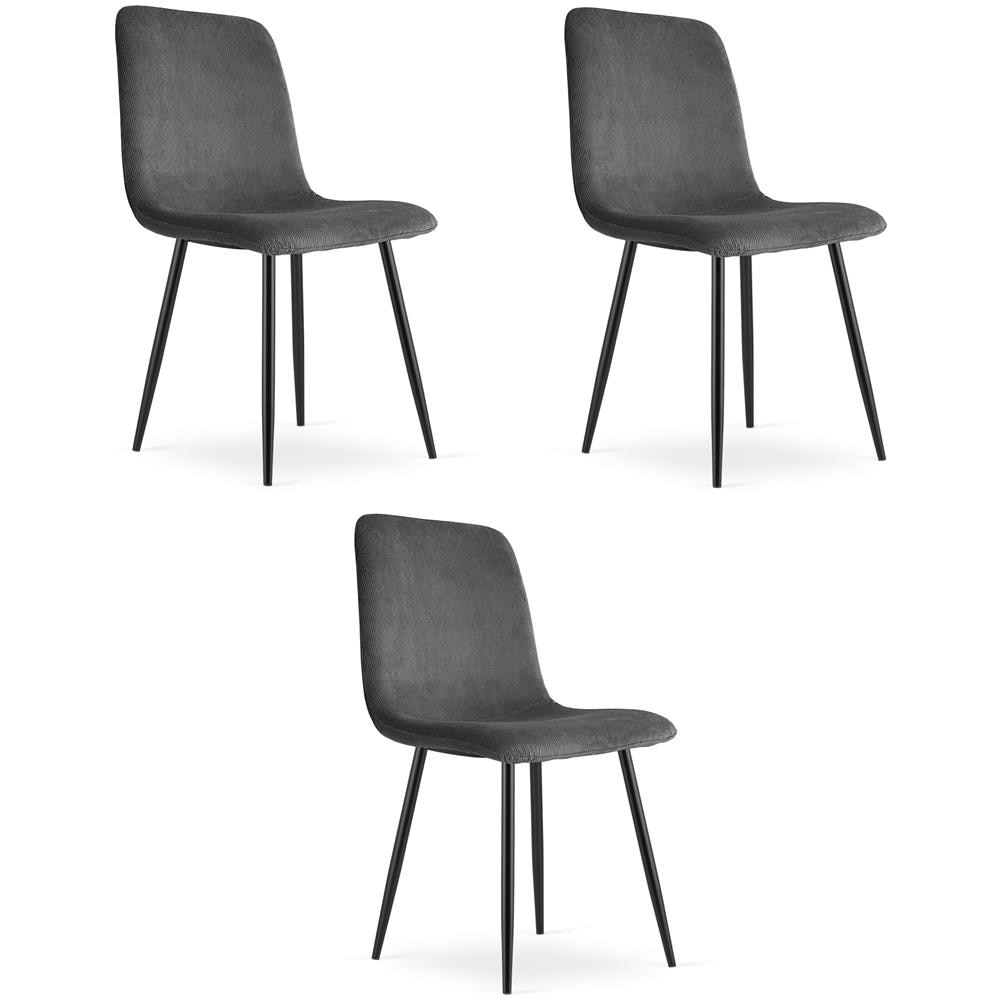 Sedia da soggiorno imbottita in velluto a coste RIFT - Grigio x 3 - Foto 1