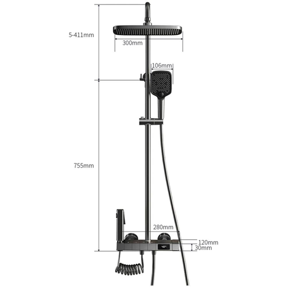Colonna doccia, Blackswan, tipo M171, modello grigio antracite, regolabile, con display LCD, tubo nascosto e doccia a pressione, misura 120 cm - Foto 2