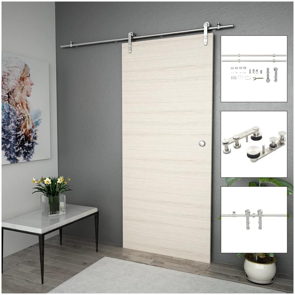 Kit Binari Porta Scorrevole 183cm Acciaio Inossidabile Argento - Foto 1