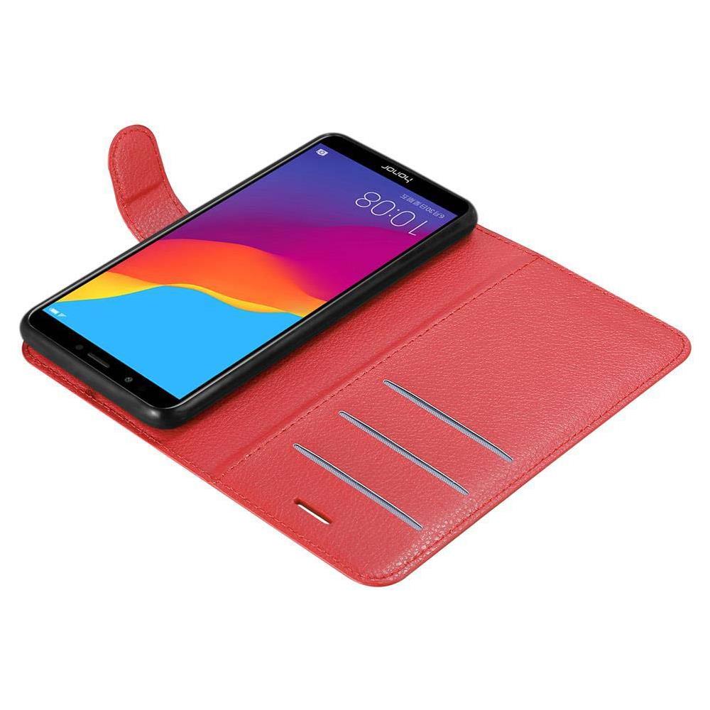 Custodia Compatibile Con Honor 7c In Rosso Carminio - Coperchio Protettiva Con Chiusura Magnetica, Funzione Stand E Tasca Per Le Carte - Foto 8