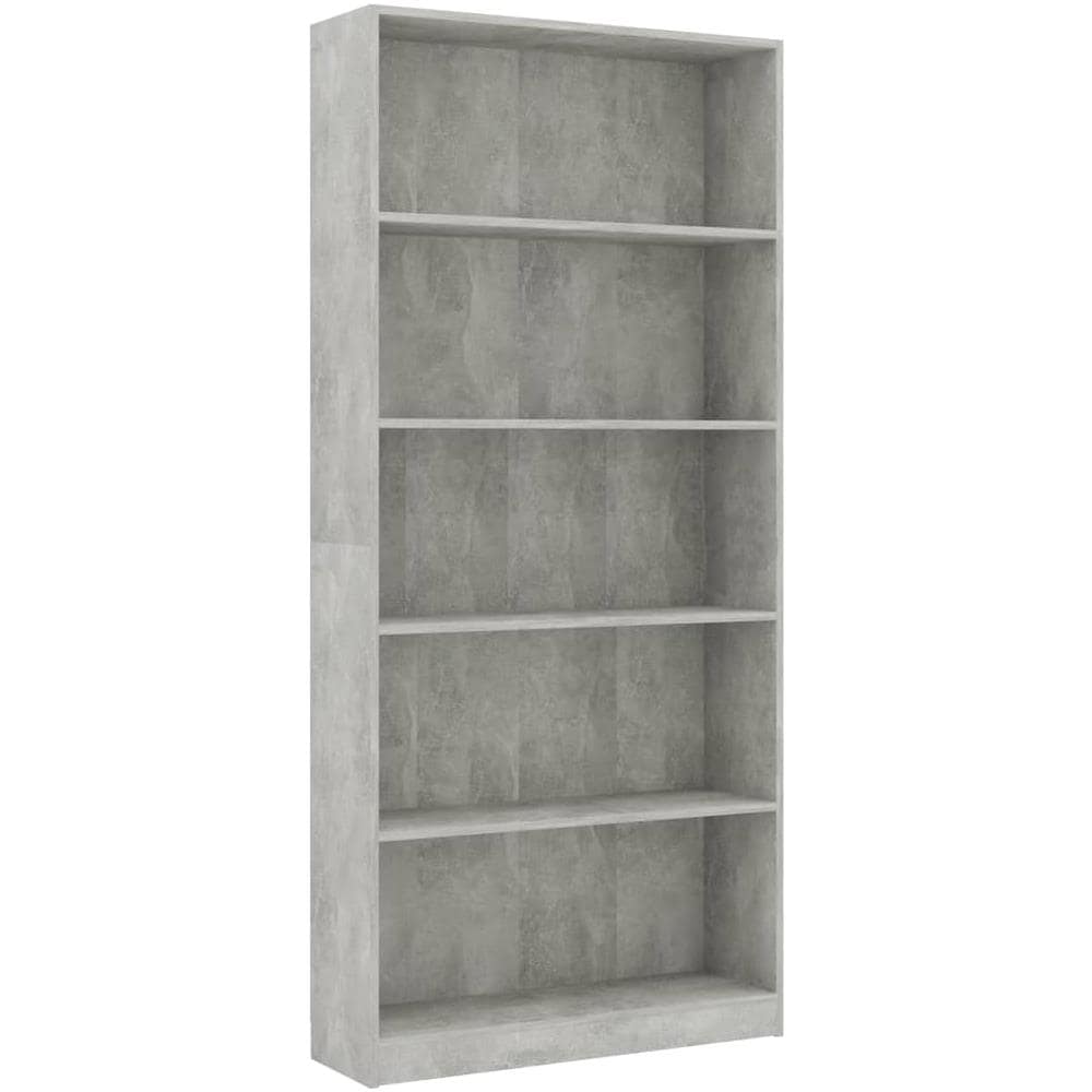 Libreria 5 Ripiani Grigio Cemento 80x24x175cm Legno Multistrato - Foto 2