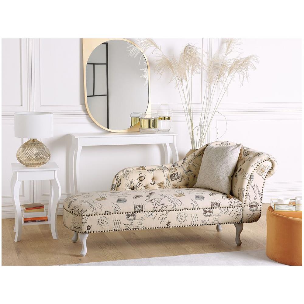 Chaise Longue Destra Tesstuto Stampato Beige Nimes - Foto 2