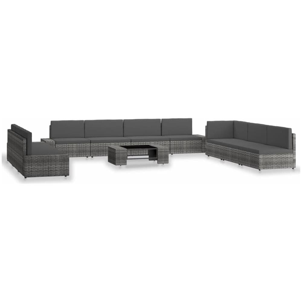 Set Divani Da Giardino 10 Pz In Polyrattan Grigio - Foto 1
