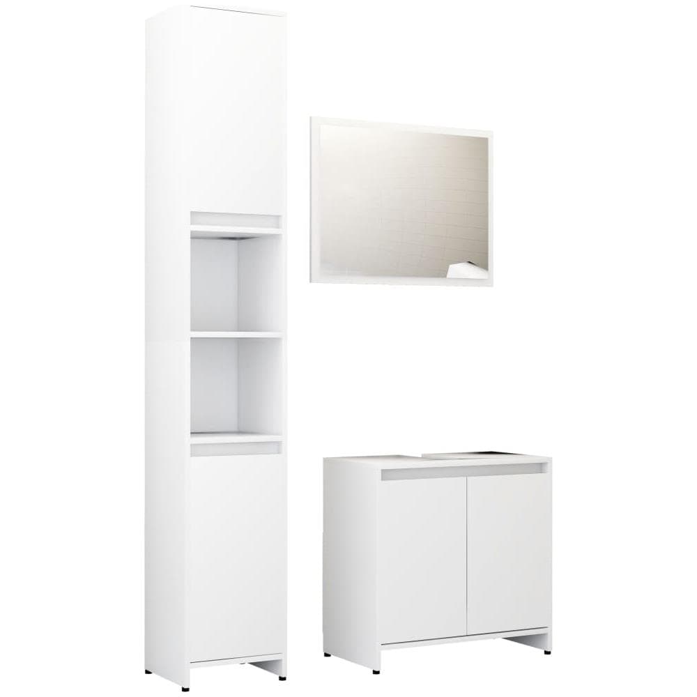 Set Mobili da Bagno 3 pz Bianco in Truciolato - Foto 2
