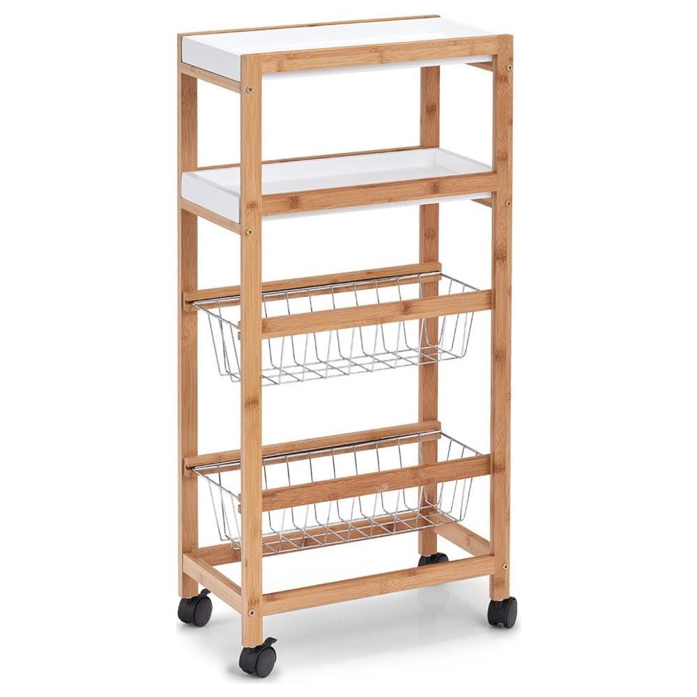 Passeggino Per La Cucina, Tavolo Di Bambù Per Servire Piatti, Spalla Su Ruote. - Foto 1