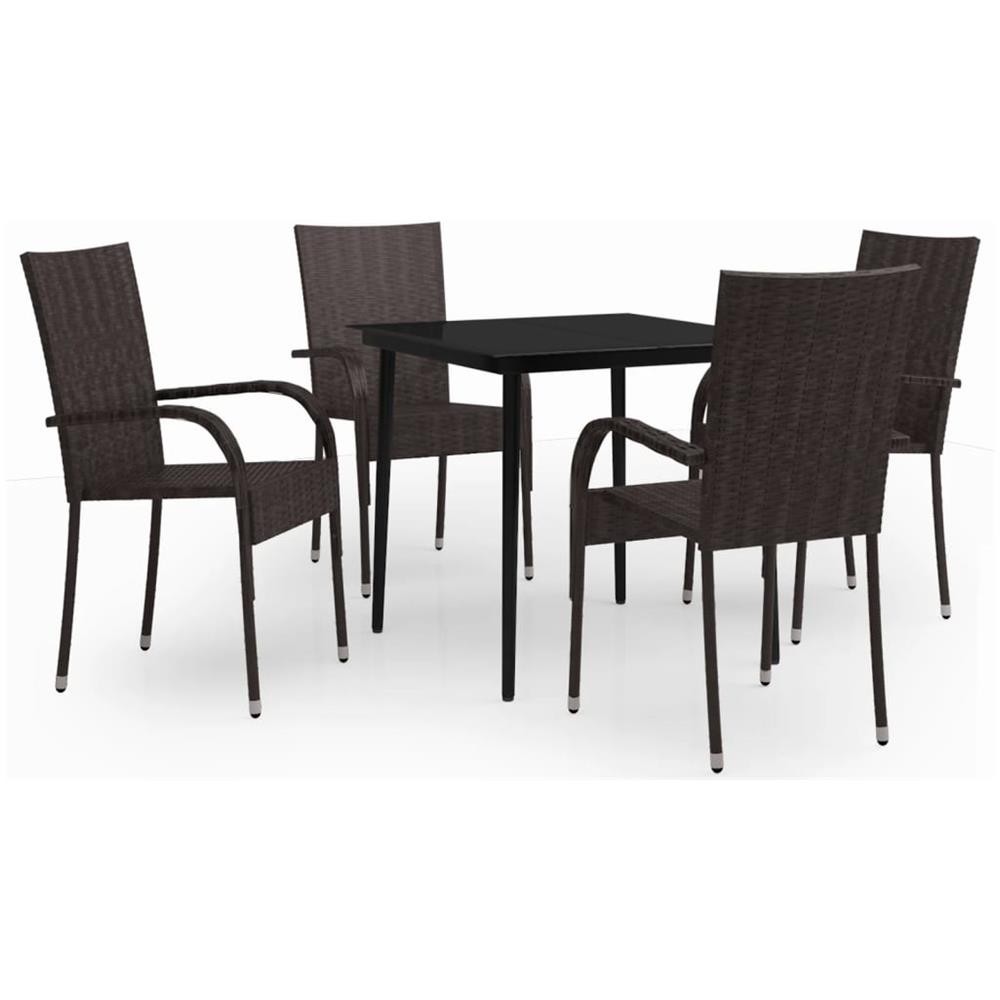 Set Da Pranzo Per Giardino 5 Pz Marrone E Nero - Foto 2
