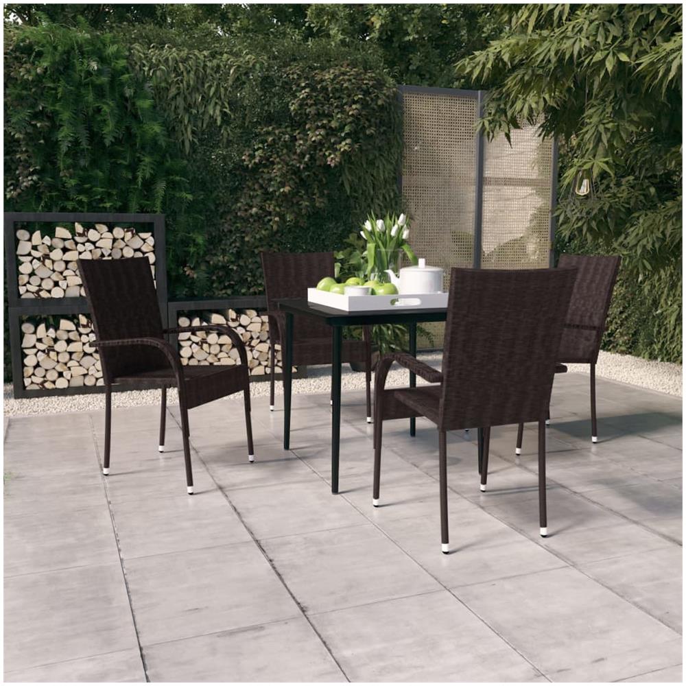 Set Da Pranzo Per Giardino 5 Pz Marrone E Nero - Foto 1