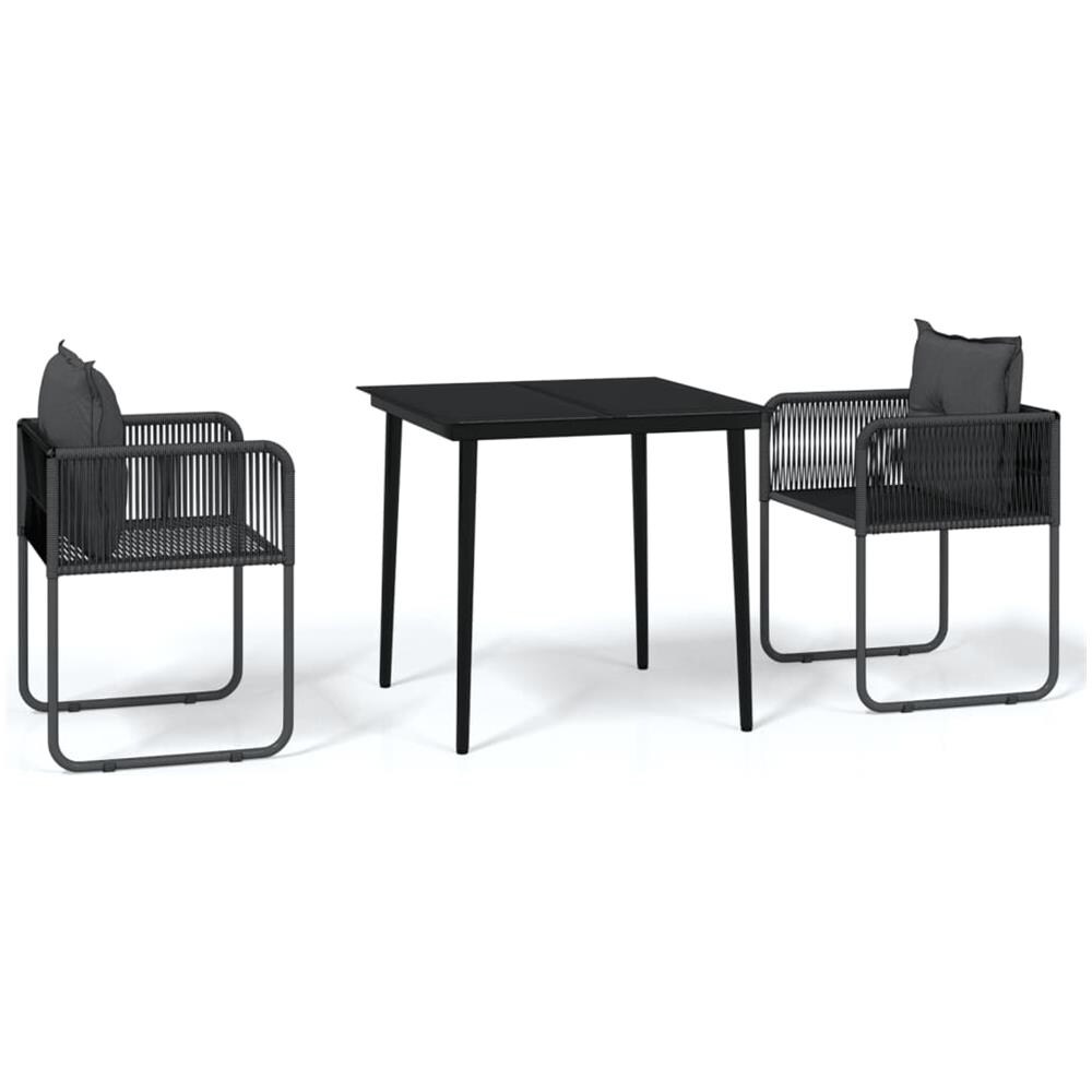 Set Mobili Da Pranzo Per Giardino 3 Pz Nero - Foto 2