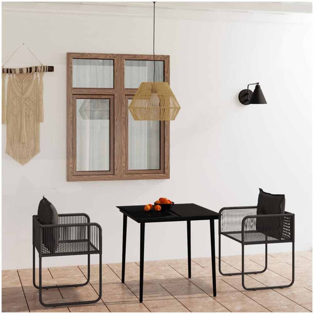 Set Mobili Da Pranzo Per Giardino 3 Pz Nero - Foto 1