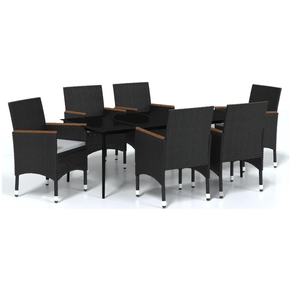 Set Mobili Da Pranzo Da Giardino Con Cuscini 7 Pz Nero - Foto 2
