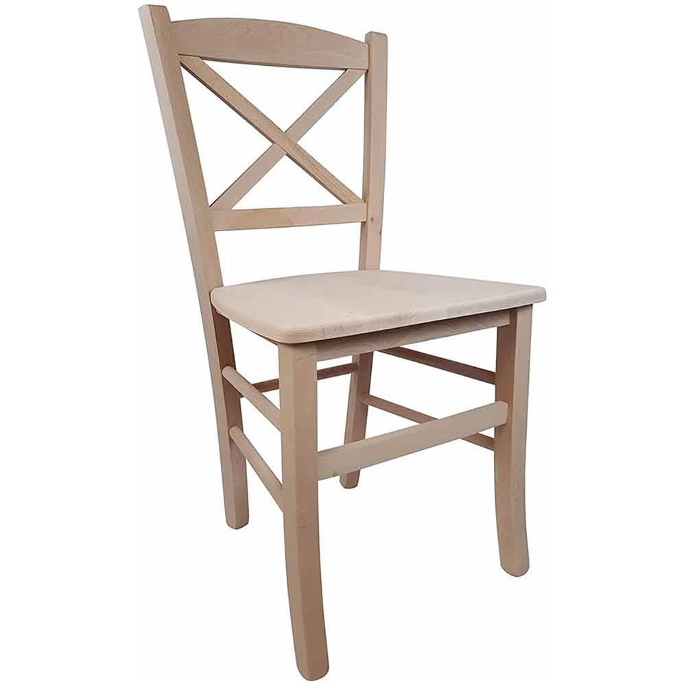 OKAFFAREFATTO Sedia In Legno Croce Con Seduta In Massello Grezza